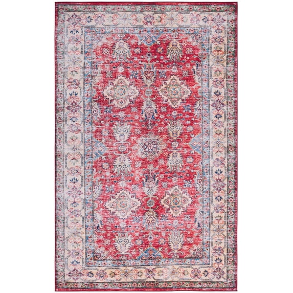 SAFAVIEH Tucson Crystal Traditional Machine Washable Area Rug, 8' x 10', Rust/Beige