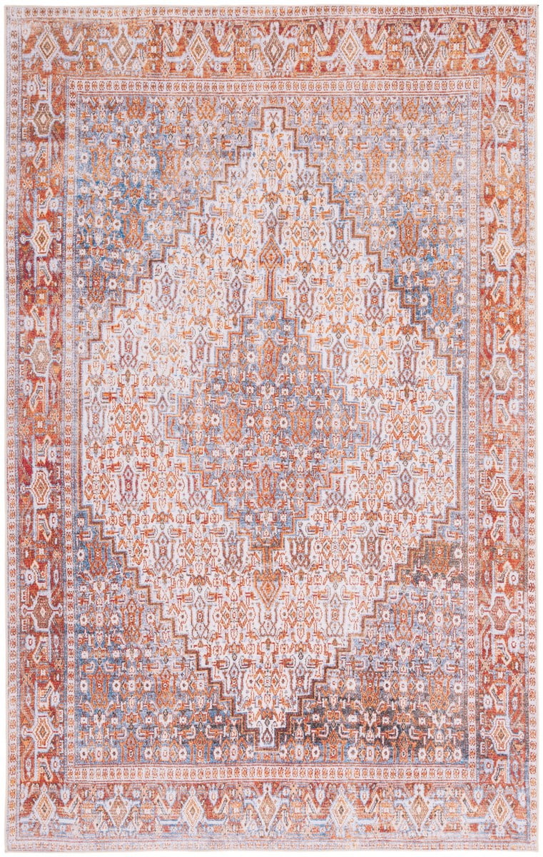 Tucson Beige and Rust Square Washable Area Rug