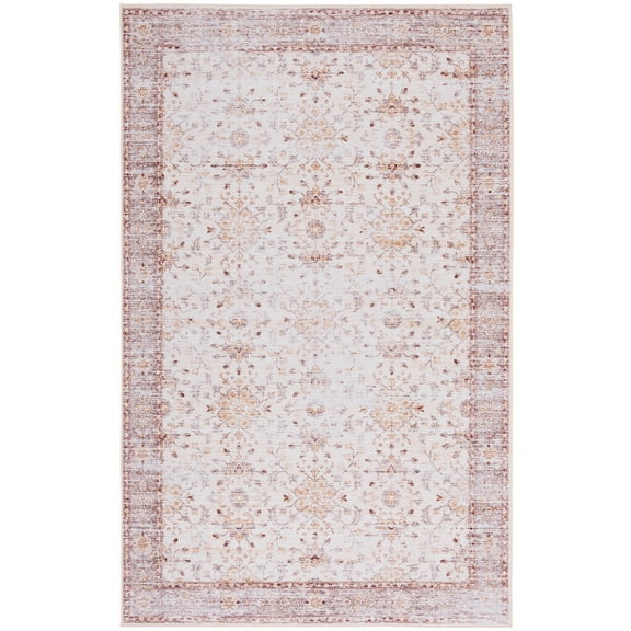 SAFAVIEH Tucson Darion Traditional Machine Washable Area Rug, 5' x 8', Beige/Gold