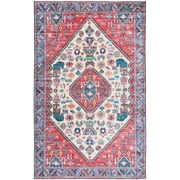 SAFAVIEH Tucson Delora Traditional Machine Washable Area Rug, 5' x 8', Beige/Rust
