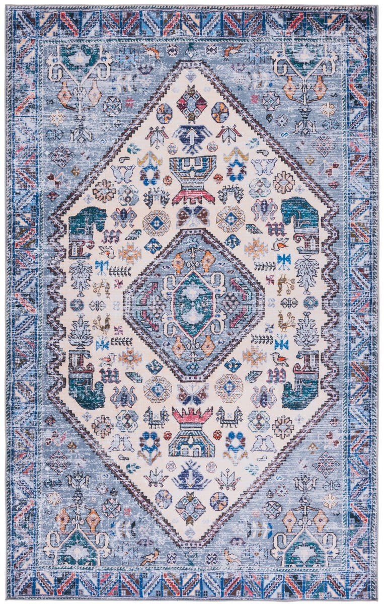Gray 9' x 12' Stain-Resistant Synthetic Rectangular Area Rug