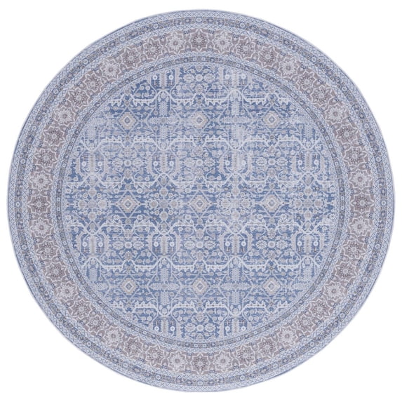 SAFAVIEH Tucson Diego Traditional Machine Washable Area Rug, 6' x 6' Round, Blue/Rust