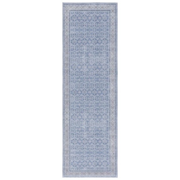 SAFAVIEH Tucson Diego Traditional Machine Washable Runner, 2'6" x 8', Blue/Rust