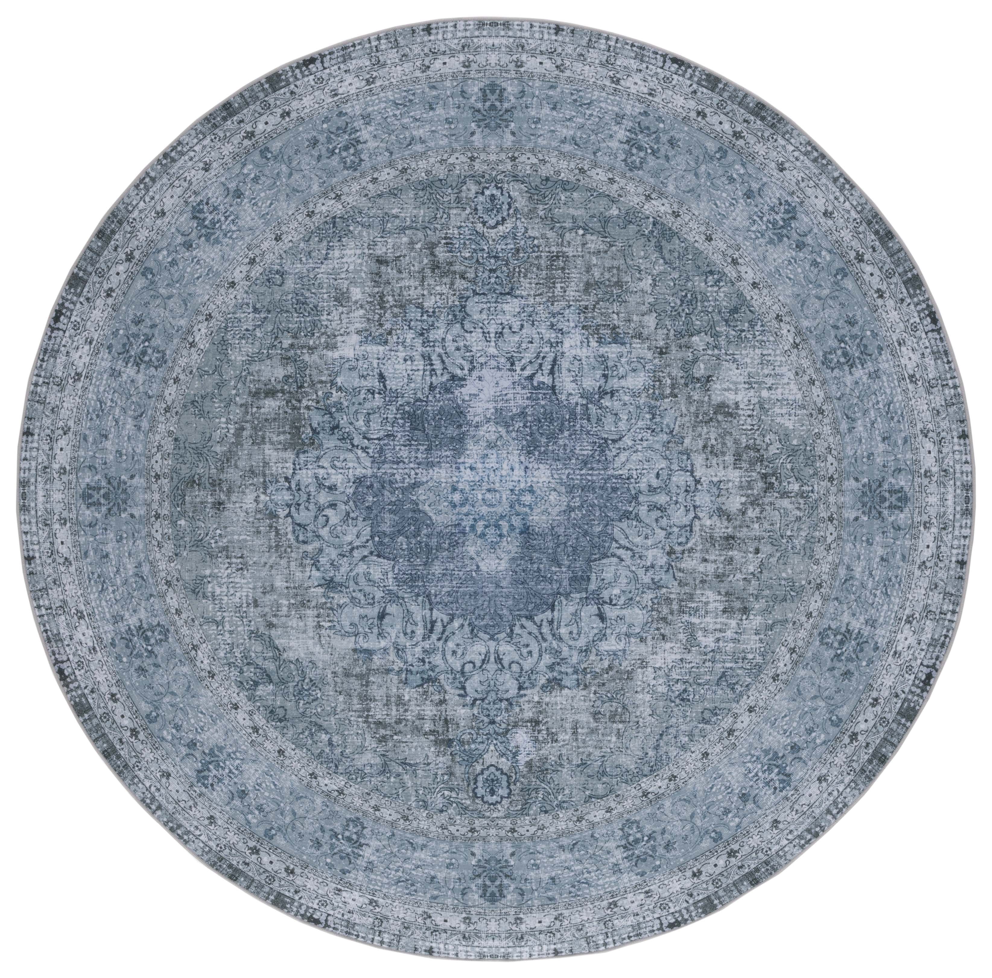 SAFAVIEH Tucson Donovan Oriental Machine Washable Area Rug, Green, 8' x 8' Round