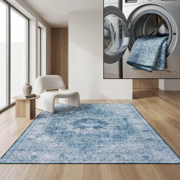 SAFAVIEH Tucson Donovan Traditional Machine Washable Area Rug, 6' x 9', Green/Grey