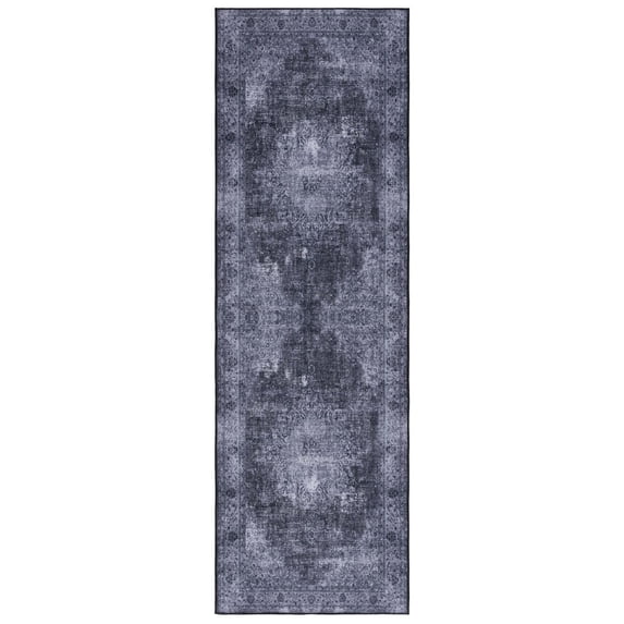SAFAVIEH Tucson Donovan Traditional Machine Washable Runner, 2'6" x 8', Black/Grey