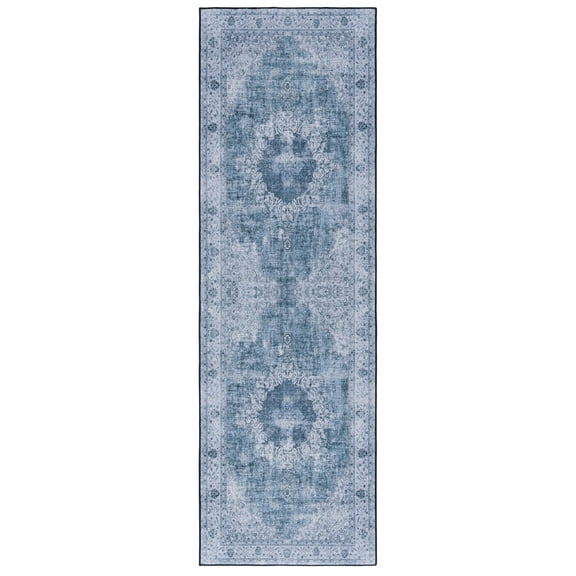 SAFAVIEH Tucson Donovan Traditional Machine Washable Runner, 2'6" x 8', Green/Grey