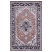 SAFAVIEH Tucson Drew Traditional Machine Washable Area Rug, 3' x 5', Rust/Navy