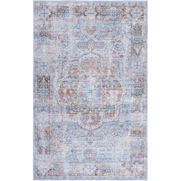 SAFAVIEH Tucson Ellison Traditional Machine Washable Area Rug, 5' x 8', Beige/Rust