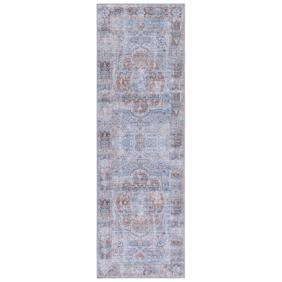SAFAVIEH Tucson Ellison Traditional Machine Washable Runner, 2'6" x 8', Beige/Rust