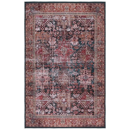 SAFAVIEH Tucson Faith Oriental Machine Washable Area Rug, Rust/Green, 6' x 8'