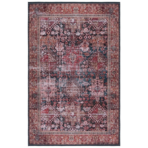 SAFAVIEH Tucson Faith Traditional Machine Washable Area Rug, 3' x 5', Rust/Green