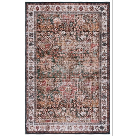 SAFAVIEH Tucson Faith Traditional Machine Washable Area Rug, 5' x 8', Ivory/Green
