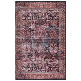 SAFAVIEH Tucson Faith Traditional Machine Washable Area Rug, 9' x 12', Rust/Green