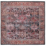 SAFAVIEH Tucson Faith Traditional Machine Washable Area Rug, Rust/Green, 4' x 4' Square