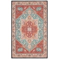 thumbnail image 1 of SAFAVIEH Tucson Filip Traditional Machine Washable Area Rug, 3' x 5', Aqua/Rust, 1 of 9