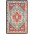 thumbnail image 1 of SAFAVIEH Tucson Filip Traditional Machine Washable Area Rug, 6' x 6' Square, Aqua/Rust, 1 of 3