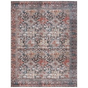 SAFAVIEH Tucson Forrester Oriental Machine Washable Area Rug, Navy/Rust, 8' x 10'