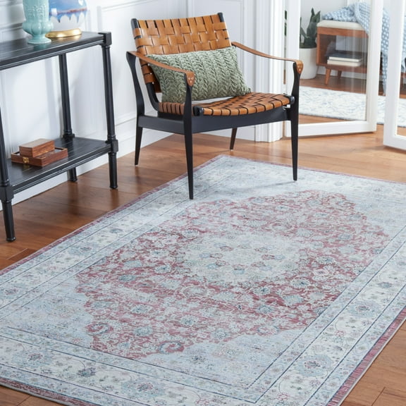 SAFAVIEH Tucson Frigg Oriental Machine Washable Area Rug, Rust/Beige, 5' x 8'
