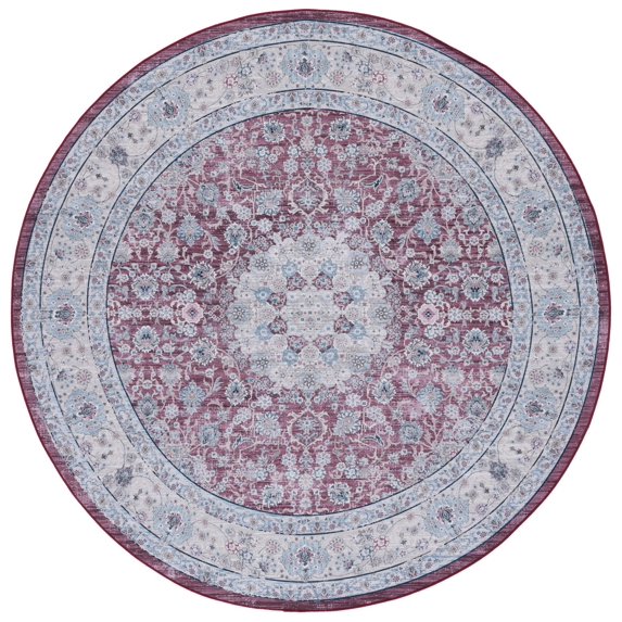 SAFAVIEH Tucson Frigg Traditional Machine Washable Area Rug, 6' x 6' Round, Rust/Beige