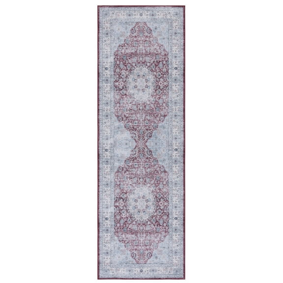 SAFAVIEH Tucson Frigg Traditional Machine Washable Runner, 2'6" x 8', Rust/Beige