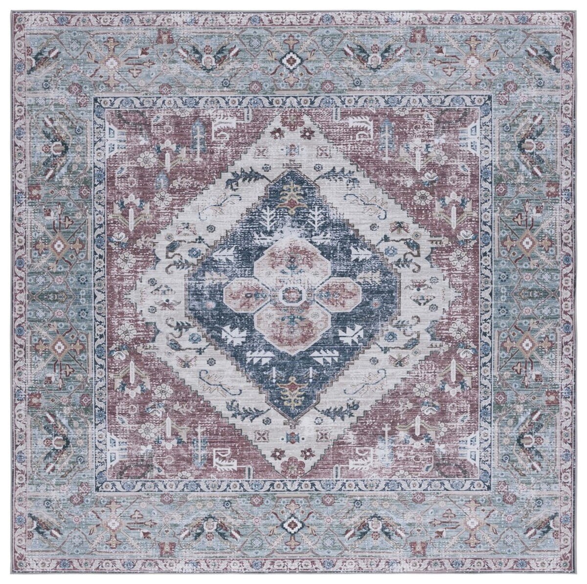 Harlow Rust Rug SAFAVIEH Tucson Harlow Traditional Machine Washable Area Rug, 6' x 6 ...