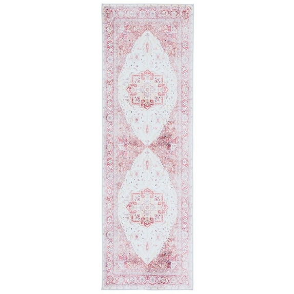 SAFAVIEH Tucson Herbert Traditional Machine Washable Runner, 2'6" x 6', Beige/Rust