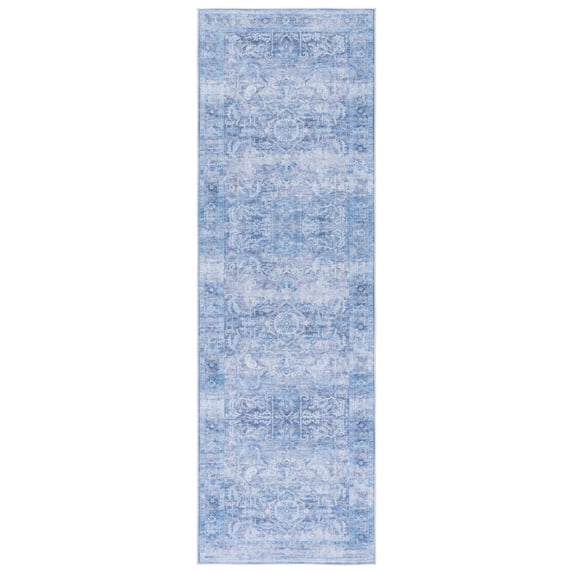 SAFAVIEH Tucson Hollie Oriental Machine Washable Runner Rug, Purple/Blue, 2'6" x 14'