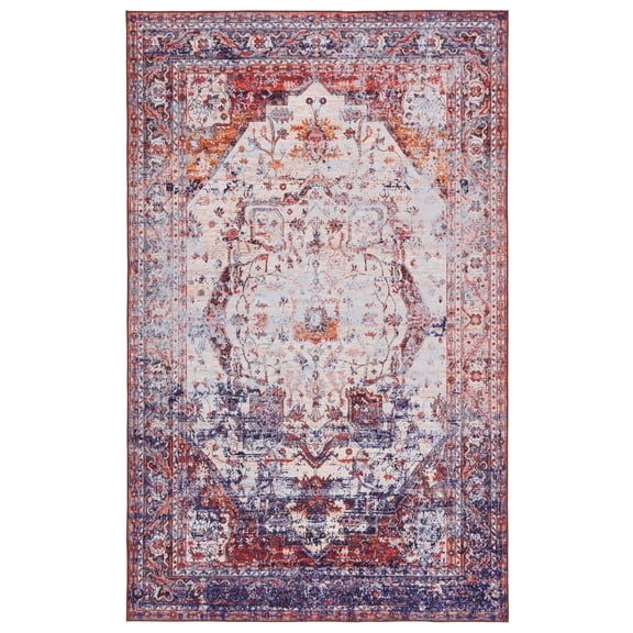 SAFAVIEH Tucson Jacqueline Traditional Machine Washable Area Rug, Beige/Red, 3' x 5'