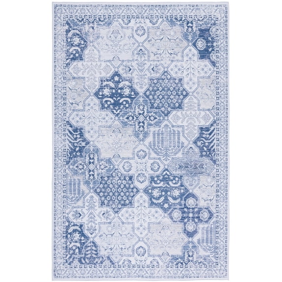 SAFAVIEH Tucson Jantar Traditional Machine Washable Area Rug, 9' x 12', Grey/Navy