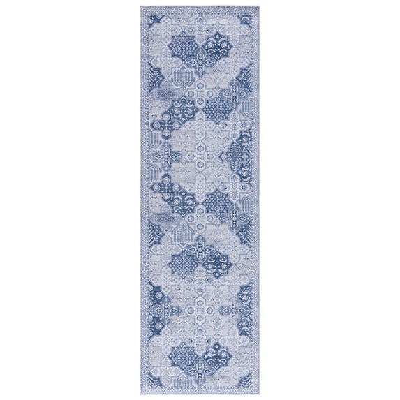 SAFAVIEH Tucson Jantar Traditional Machine Washable Runner, 2'6" x 8', Grey/Navy