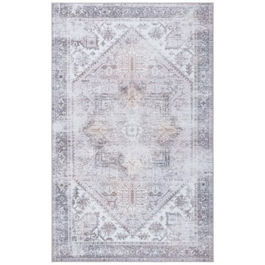 SAFAVIEH Tucson Jayla Traditional Machine Washable Area Rug, 5' x 8', Beige/Grey