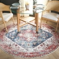 thumbnail image 1 of SAFAVIEH Tucson Jayla Oriental Machine Washable Area Rug, Blue/Red, 6'6" x 6'6" Round, 1 of 14