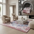 thumbnail image 1 of SAFAVIEH Tucson Jayla Oriental Machine Washable Area Rug, Blue/Red, 6'6" x 6'6" Square, 1 of 19