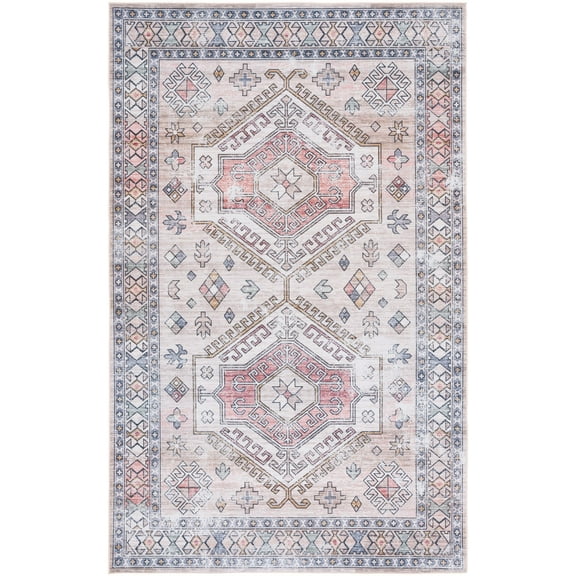 SAFAVIEH Tucson Jerri Traditional Machine Washable Area Rug, 5' x 8', Beige/Green