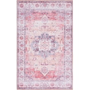 SAFAVIEH Tucson Jillian Oriental Machine Washable Area Rug, Rust/Beige, 2'6" x 4'