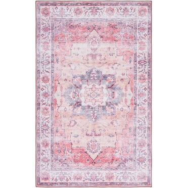 SAFAVIEH Tucson Jillian Traditional Machine Washable Area Rug, 5' x 8', Rust/Beige