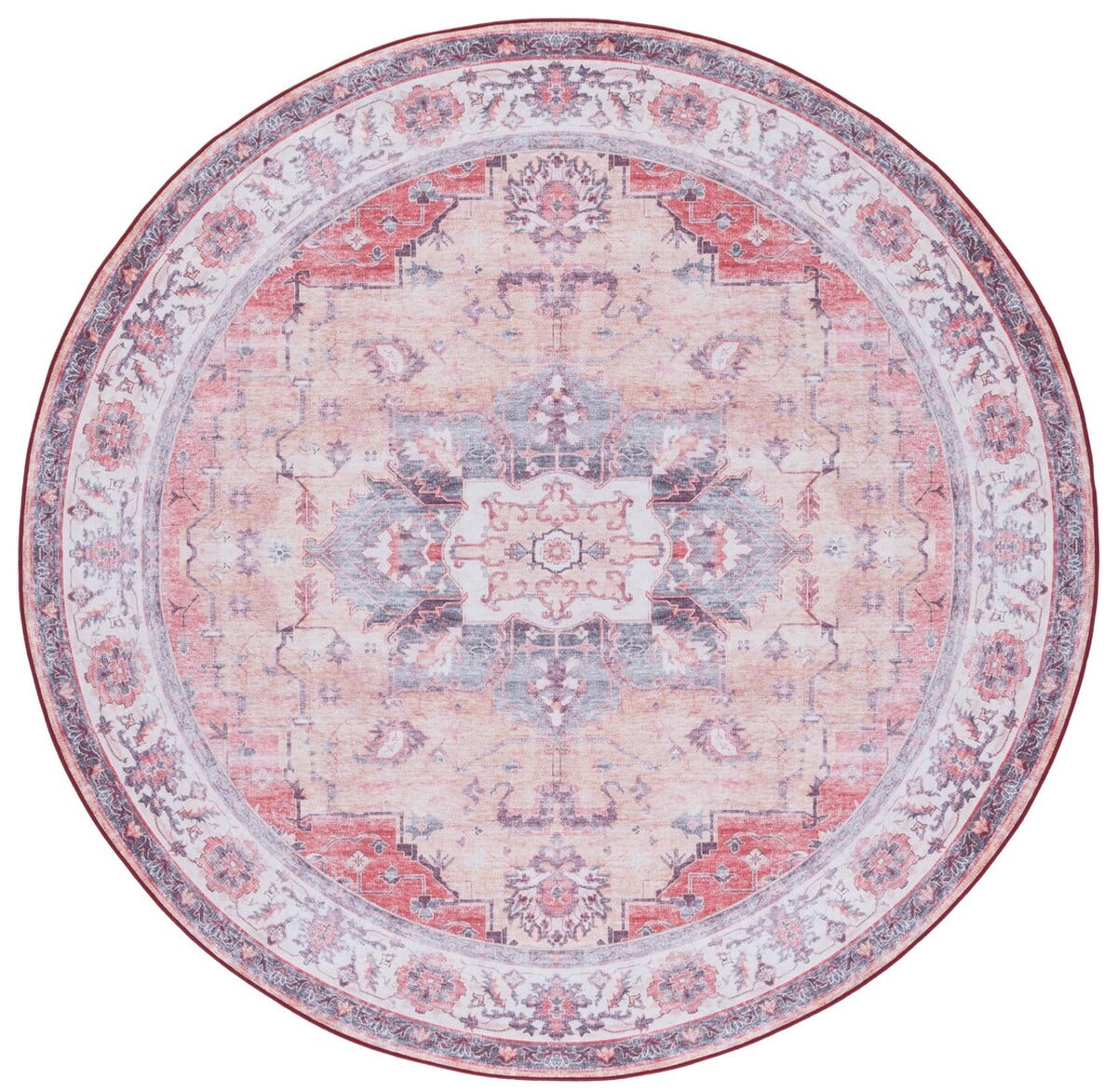 Machine Washable Round Rug SAFAVIEH Tucson Jillian Traditional Machine Washable Area Rug, 6' x 6 ...