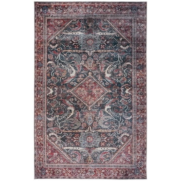 SAFAVIEH Tucson Kayleah Traditional Machine Washable Area Rug, 5' x 8', Dark Green/Rust