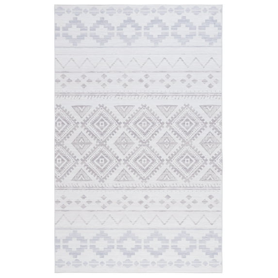 SAFAVIEH Tucson Kim Traditional Machine Washable Area Rug, Beige/Grey, 4' x 6'