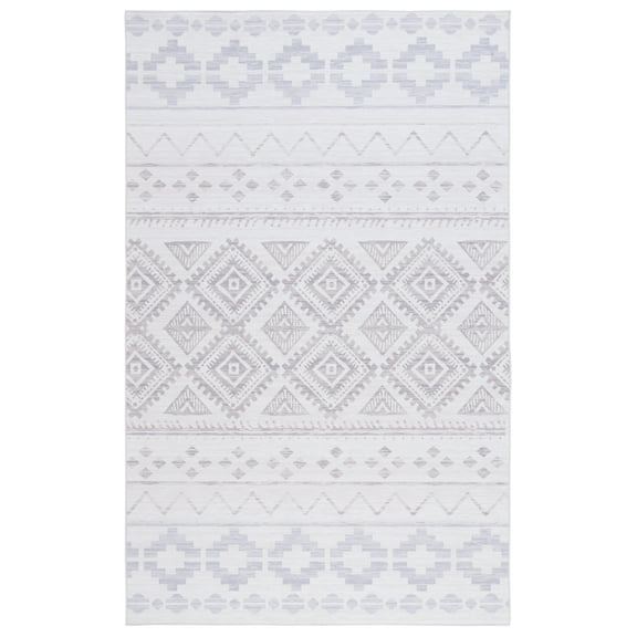 SAFAVIEH Tucson Kim Traditional Machine Washable Area Rug, Beige/Grey, 5' x 8'
