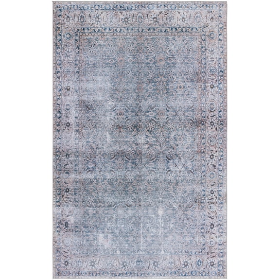 SAFAVIEH Tucson Leland Traditional Machine Washable Area Rug, 5' x 8', Green Blue/Beige