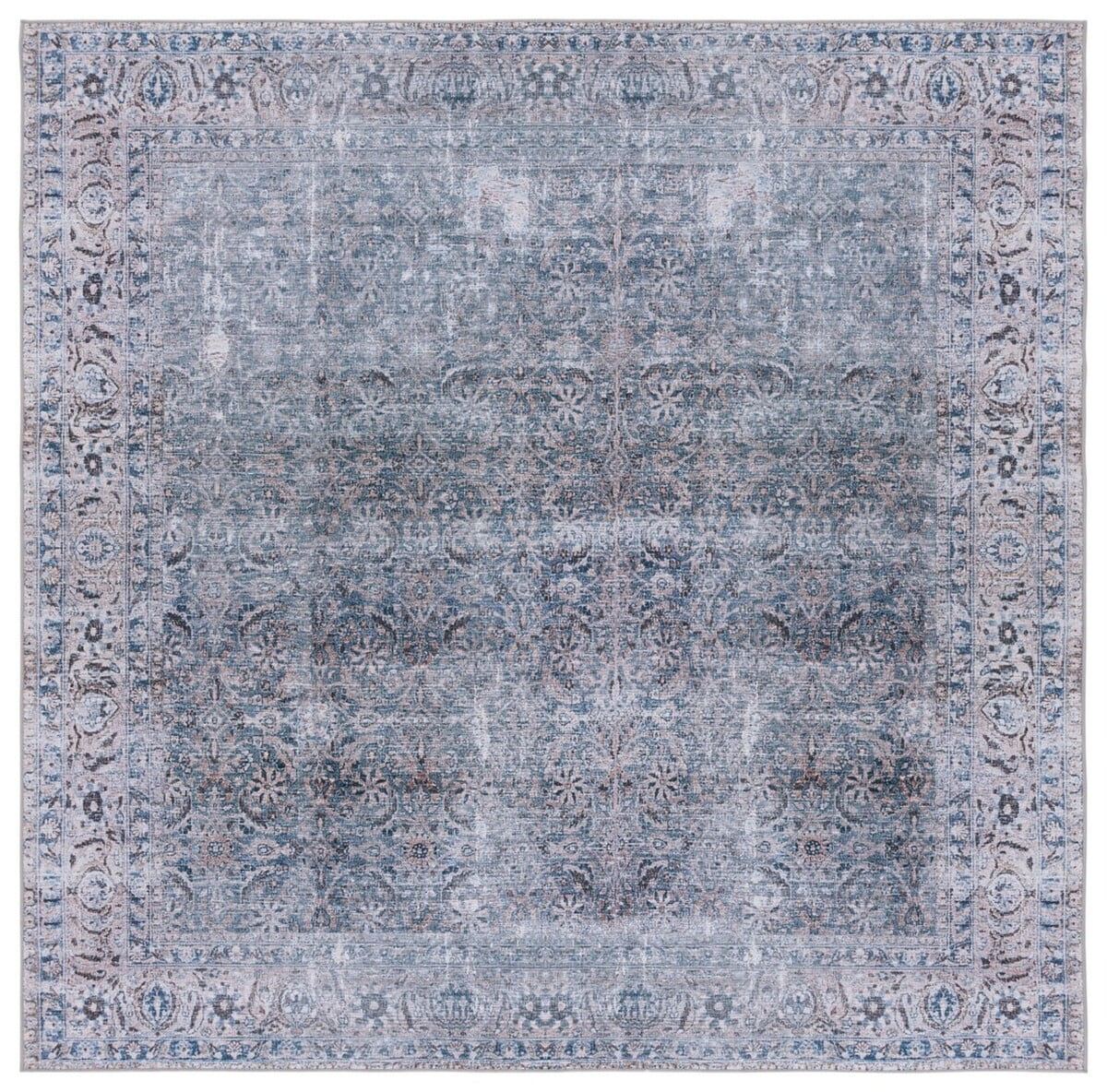 Tucson Blue Synthetic Washable Non-slip Area Rug