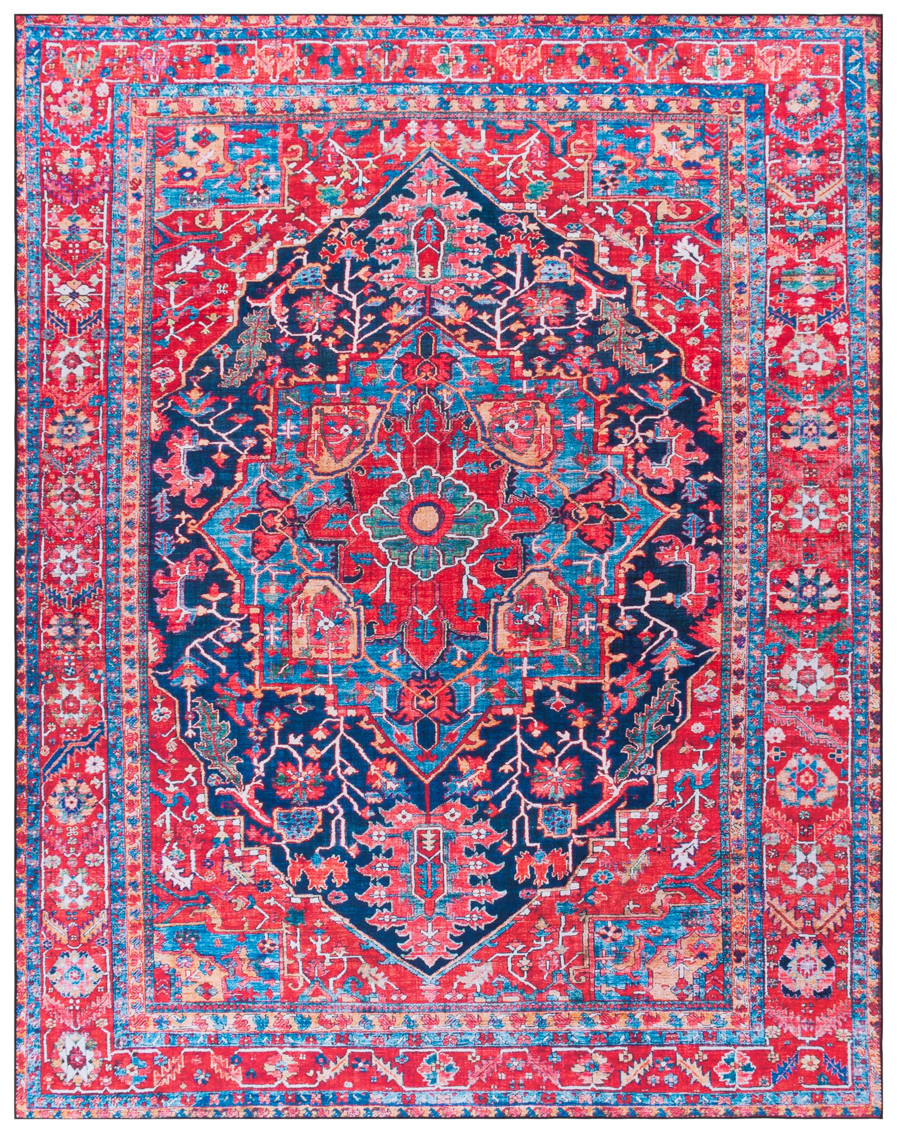 SAFAVIEH Tucson Lennart Oriental Machine Washable Area Rug, Navy/Red