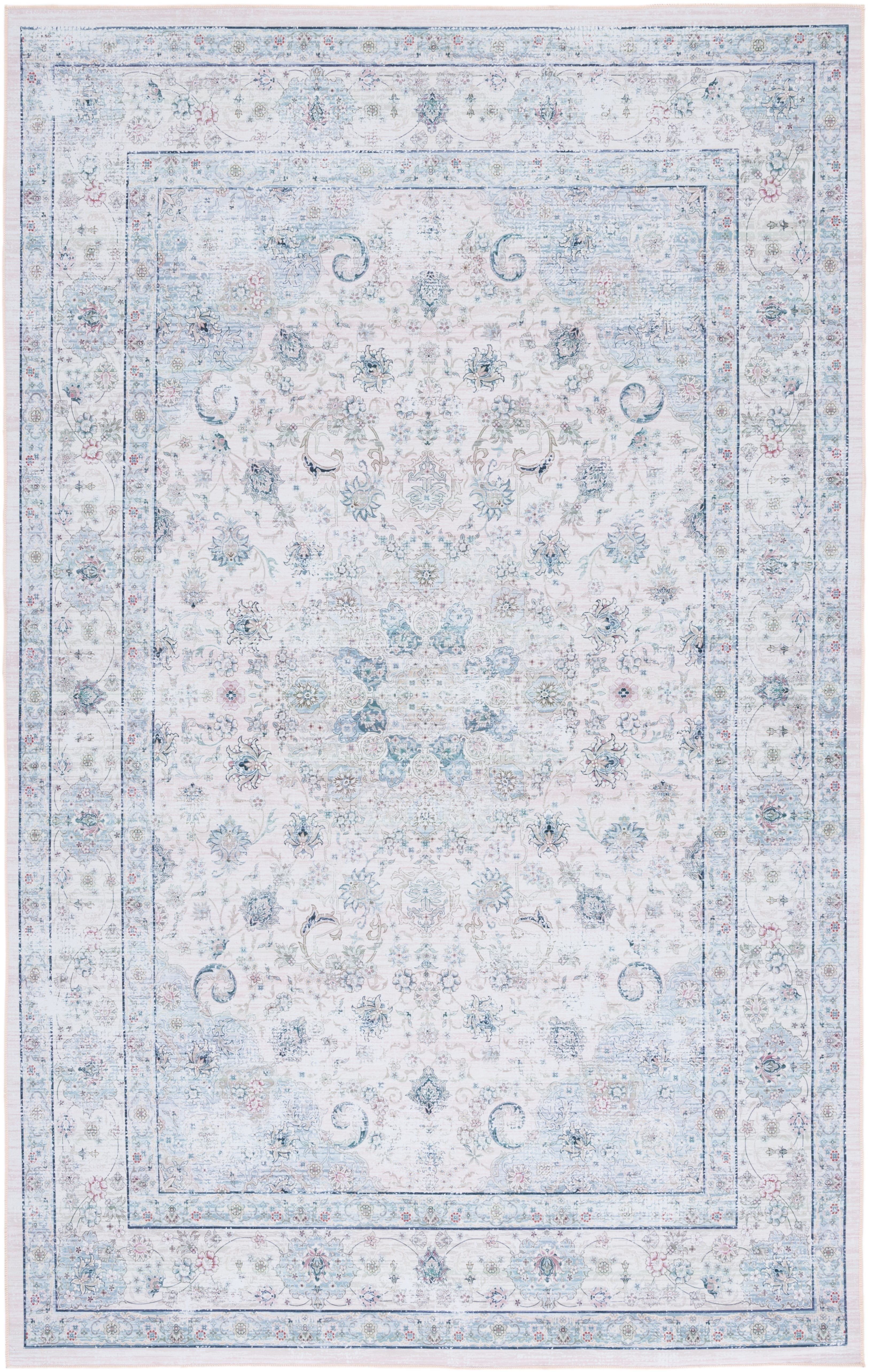SAFAVIEH Tucson Lula Oriental Machine Washable Area Rug, Beige/Green, 2'6" x 4'