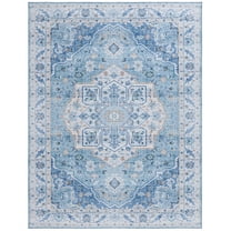 SAFAVIEH Tucson Luvina Oriental Machine Washable Area Rug, Light Blue/Blue, 10' x 14'