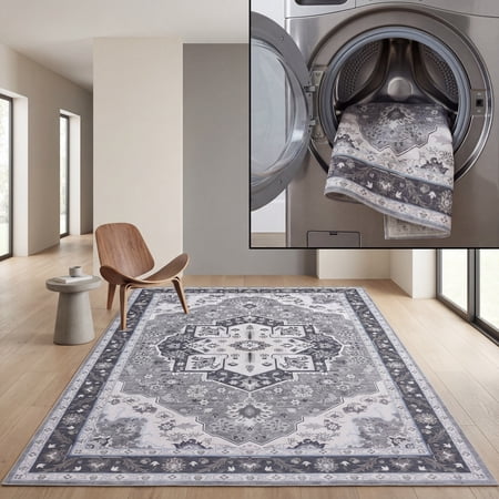 SAFAVIEH Tucson Luvina Oriental Machine Washable Area Rug, Olive/Ivory, 3' x 5'