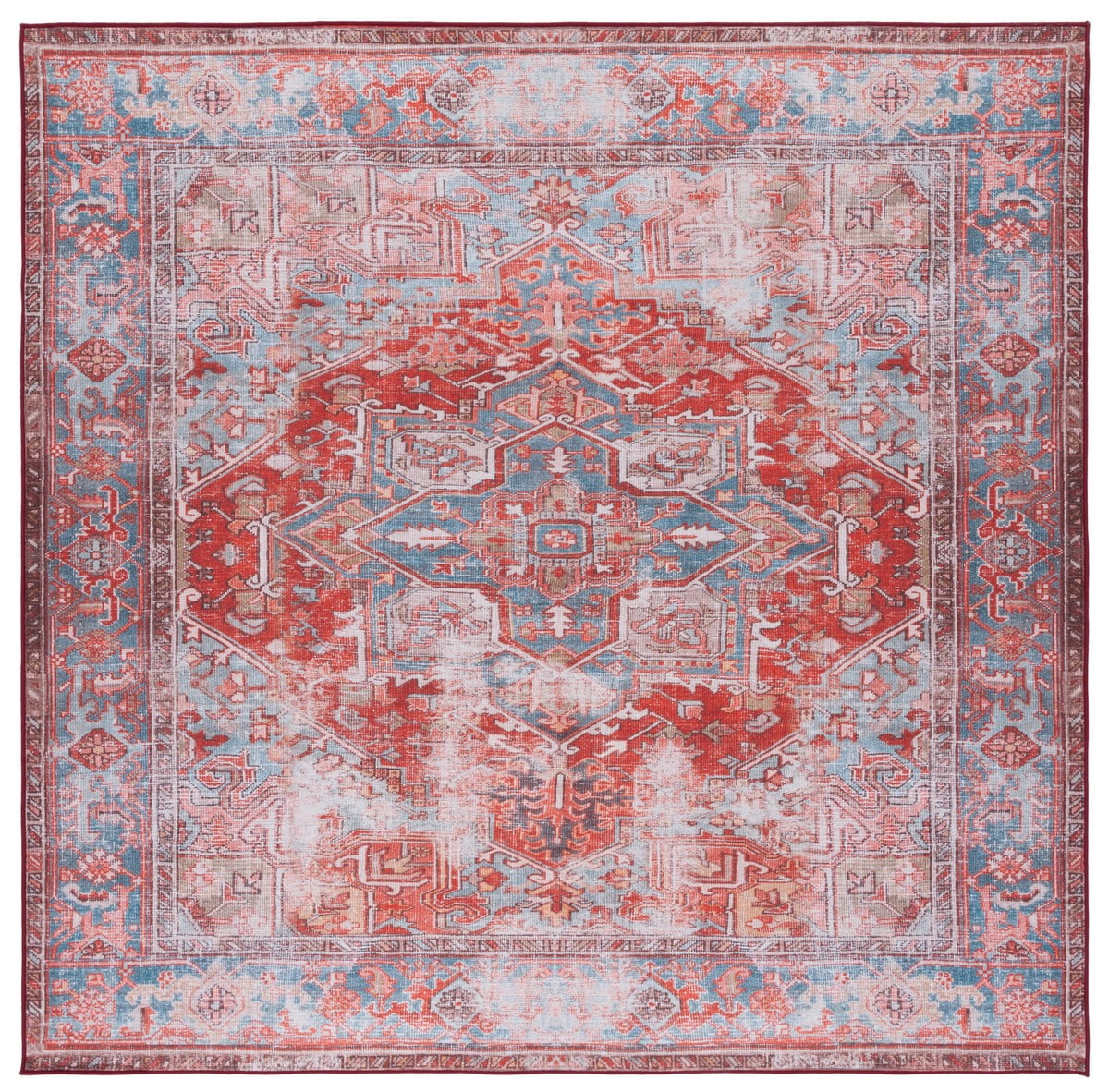 Tapis Safavieh Tucson Lavable En Machine - Gris Clair Et Rouille, 90x150 Cm, Antidérapant, Idéal Pièces De Vie - 3