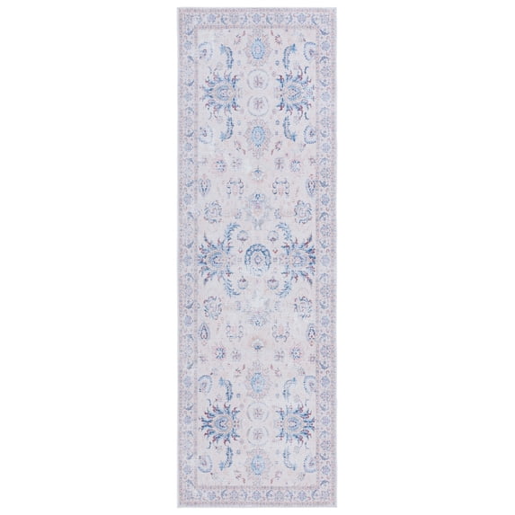 SAFAVIEH Tucson Max Traditional Machine Washable Runner Rug, Ivory/Blue, 2'6" x 8'