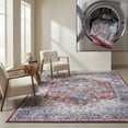 thumbnail image 1 of SAFAVIEH Tucson Medici Traditional Machine Washable Area Rug, 6' x 9', Red/Navy, 1 of 14